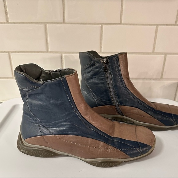 PRADA Vintage 90’s colorblock leather side zip luxury men ankle boot 7 (us8) - Picture 1 of 13